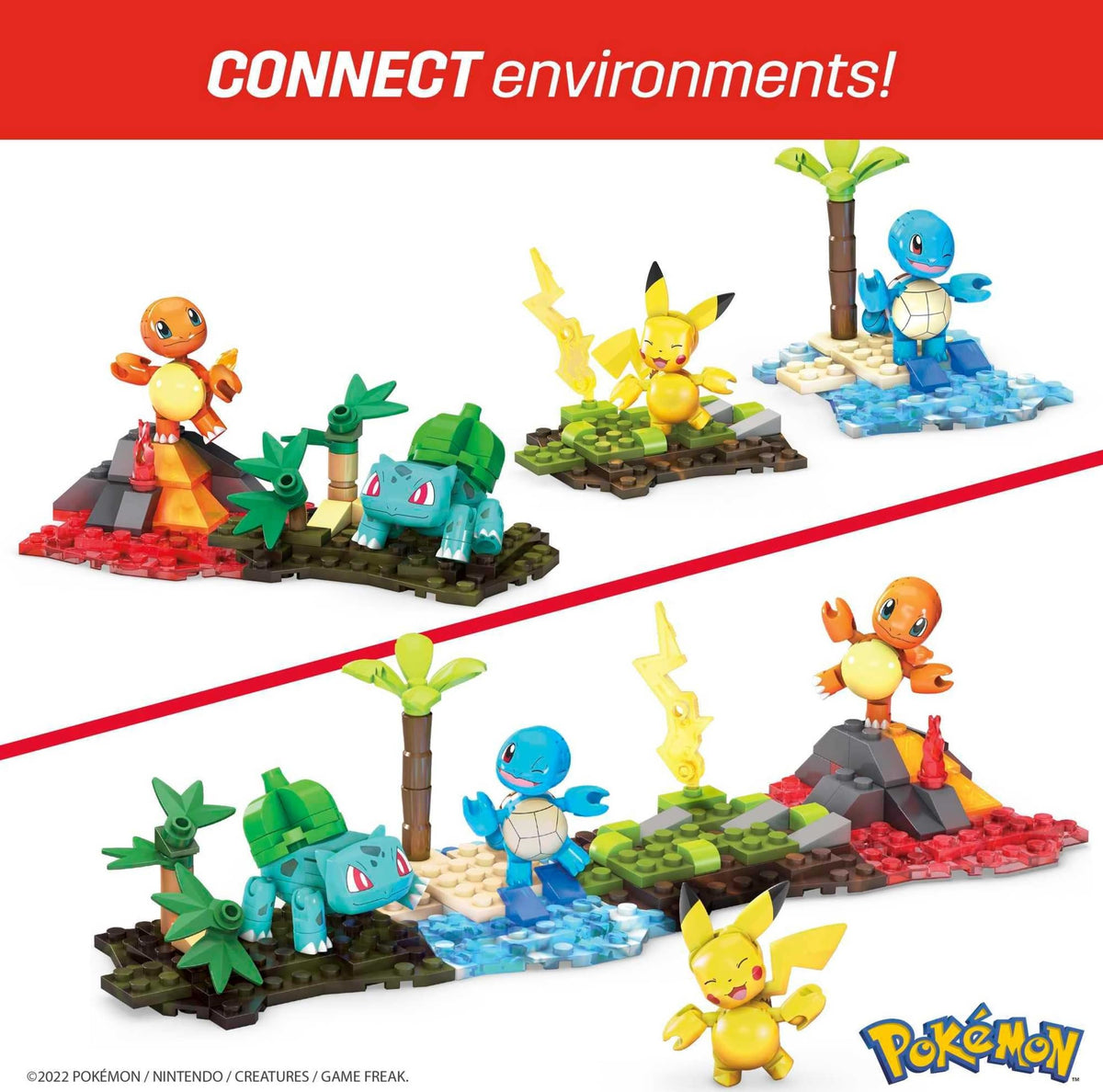 Mega Bloks Pokemon Kanto environment stand showing type-themed scenery