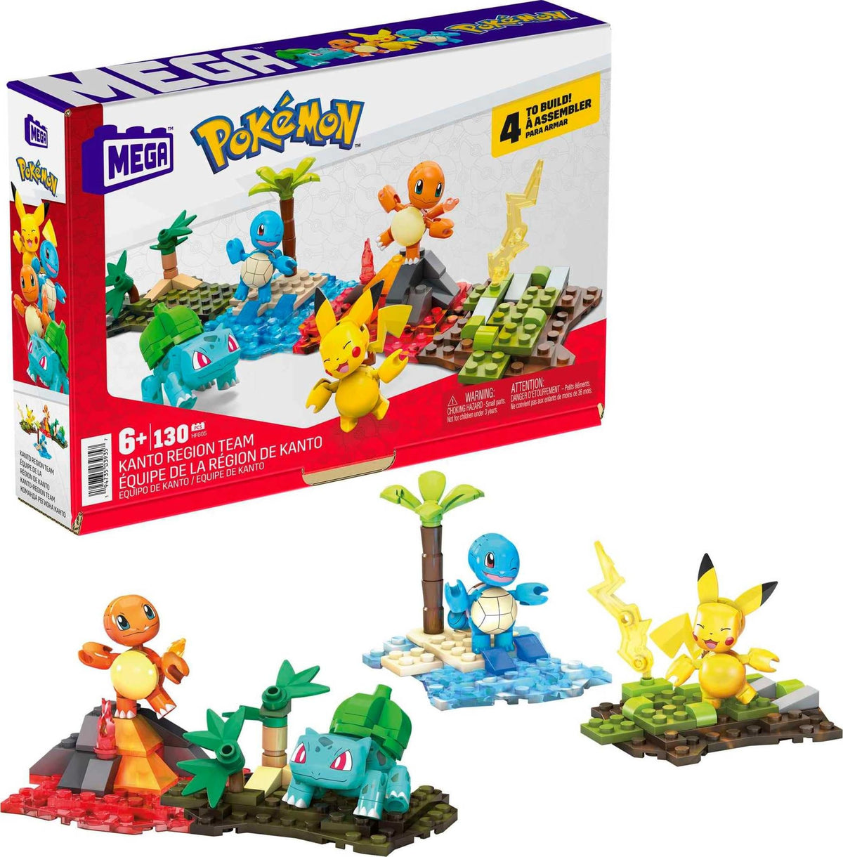 Mega Bloks Pokemon Kanto Pikachu figure in dynamic pose for imaginative play sessions