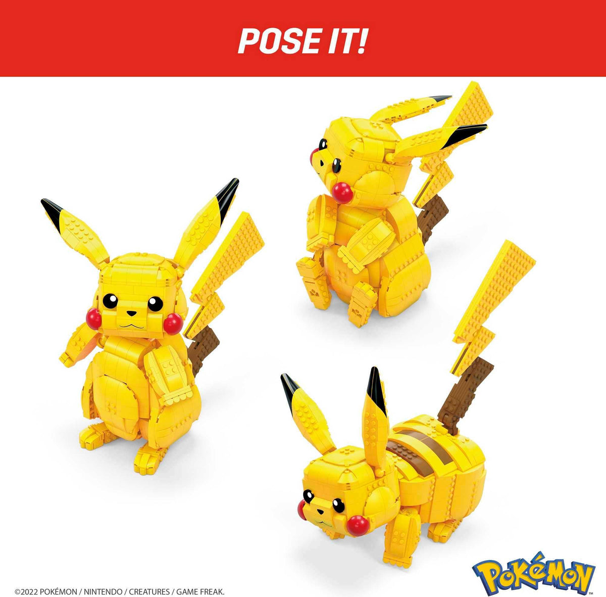 Mega Bloks Pikachu compatible with other sets for creative builds.
