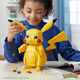 Mega Bloks Pikachu face and cheeks detail for authentic character display.
