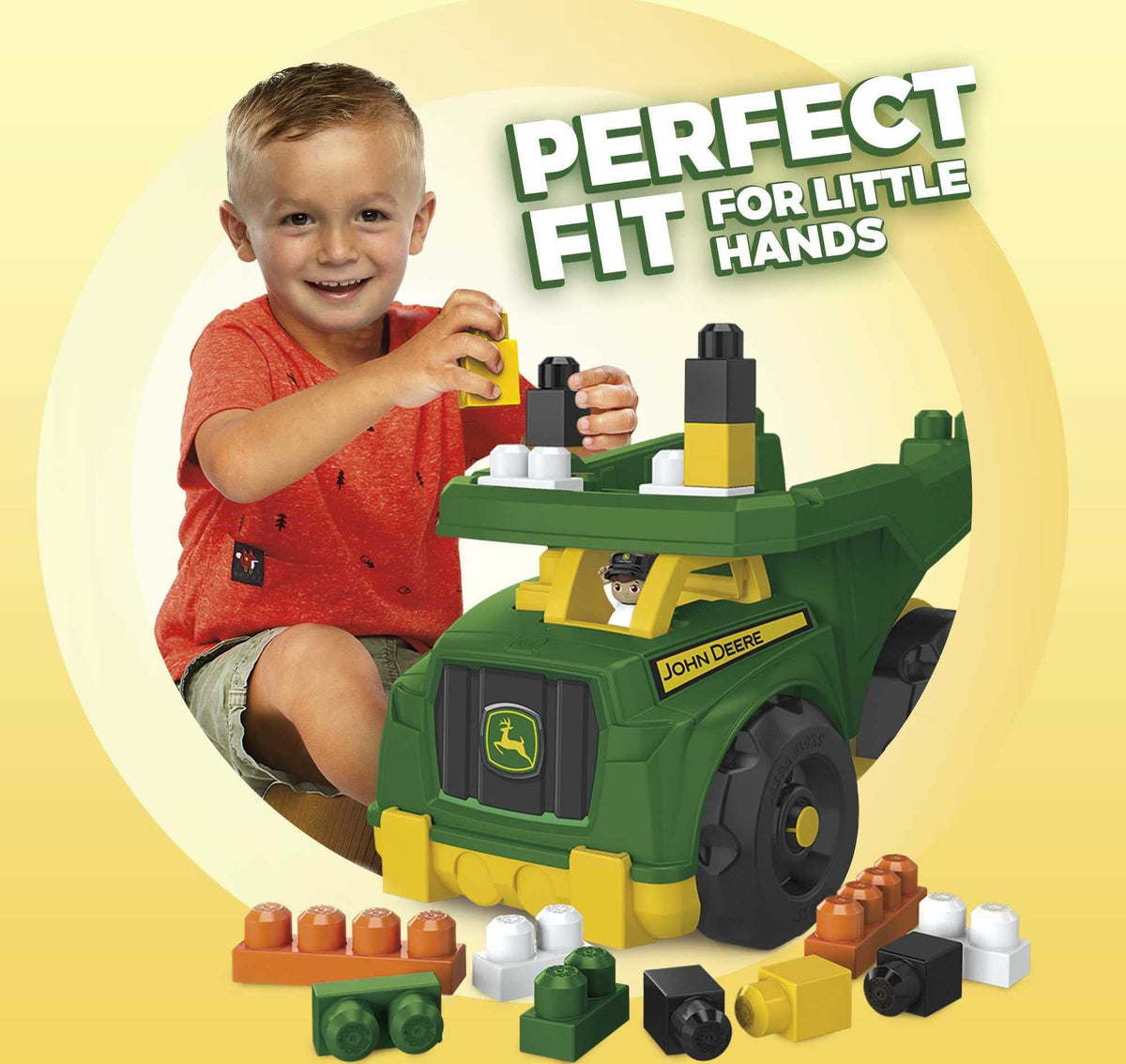 Mega Brands Block Buddies figure seated in the truck for pretend play