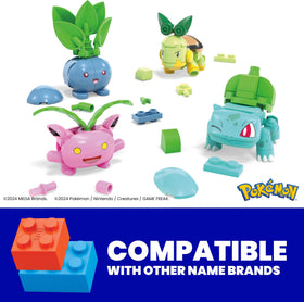 Bulbasaur figure from Mega Brands Grass-Type set, ready for poseable display and imaginative battles