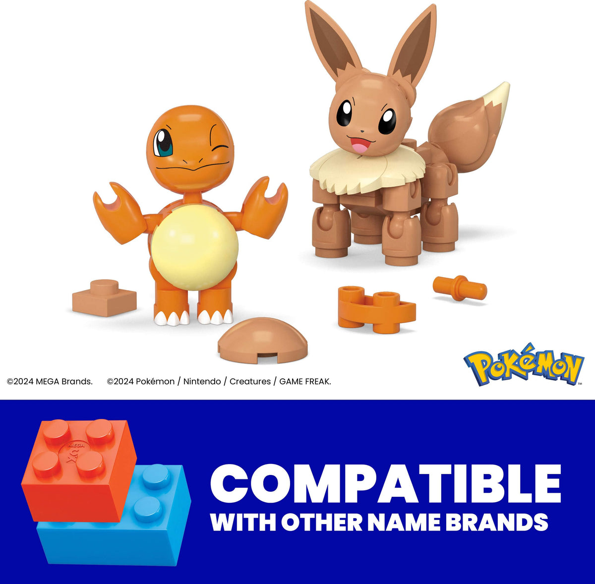 Mega Brands Charmander buildable figure ready for action poses.