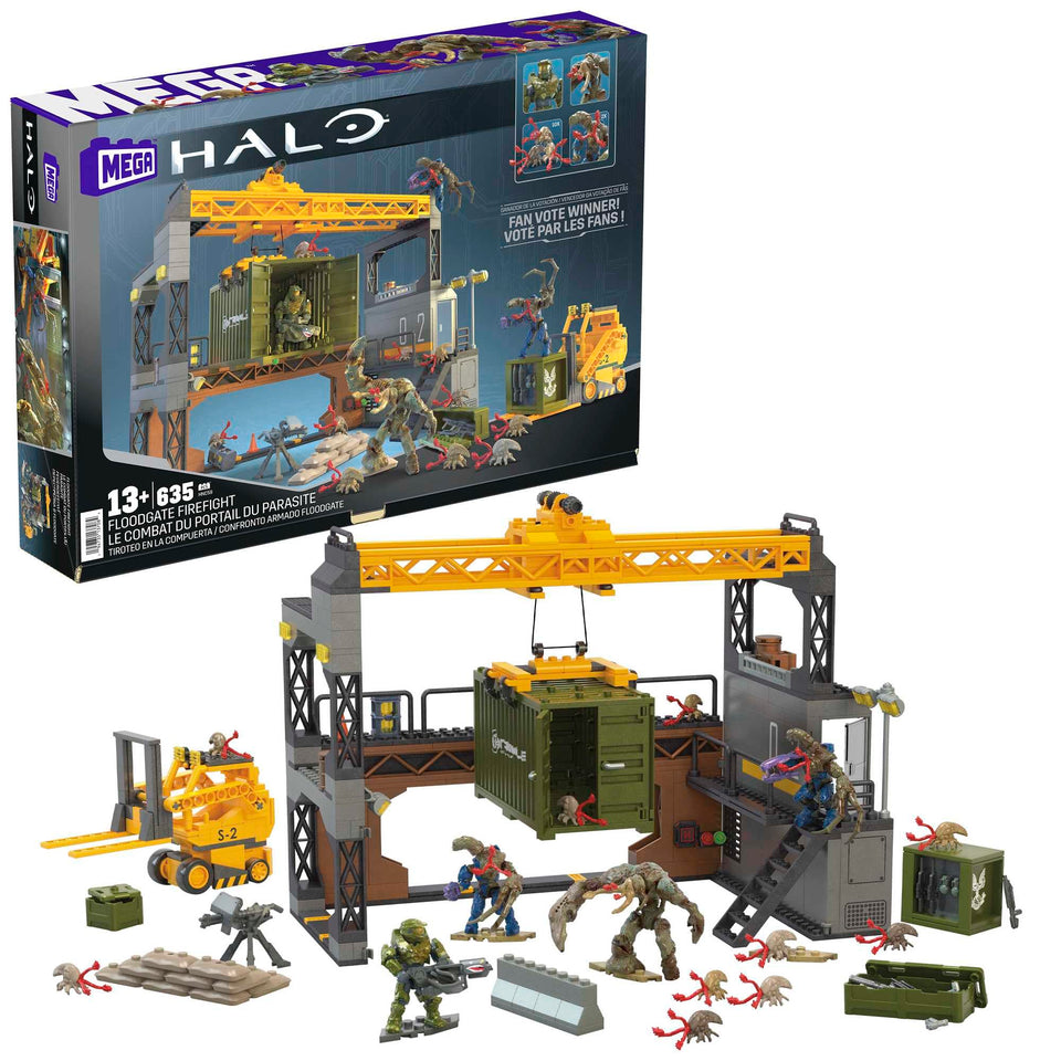 Mega Brands Halo Floodgate crane in action boosts imaginative play