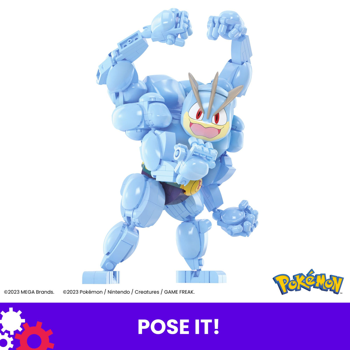 Mega Brands Machamp arms poseable for dynamic display.