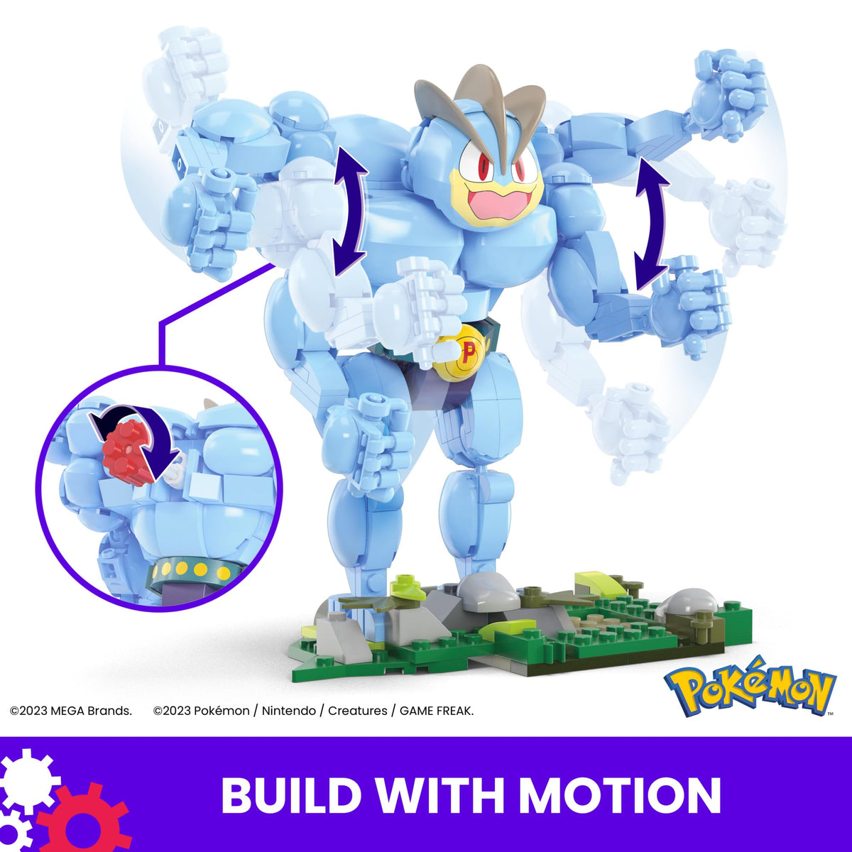 Mega Brands Machamp stands seven inches tall for shelf display.