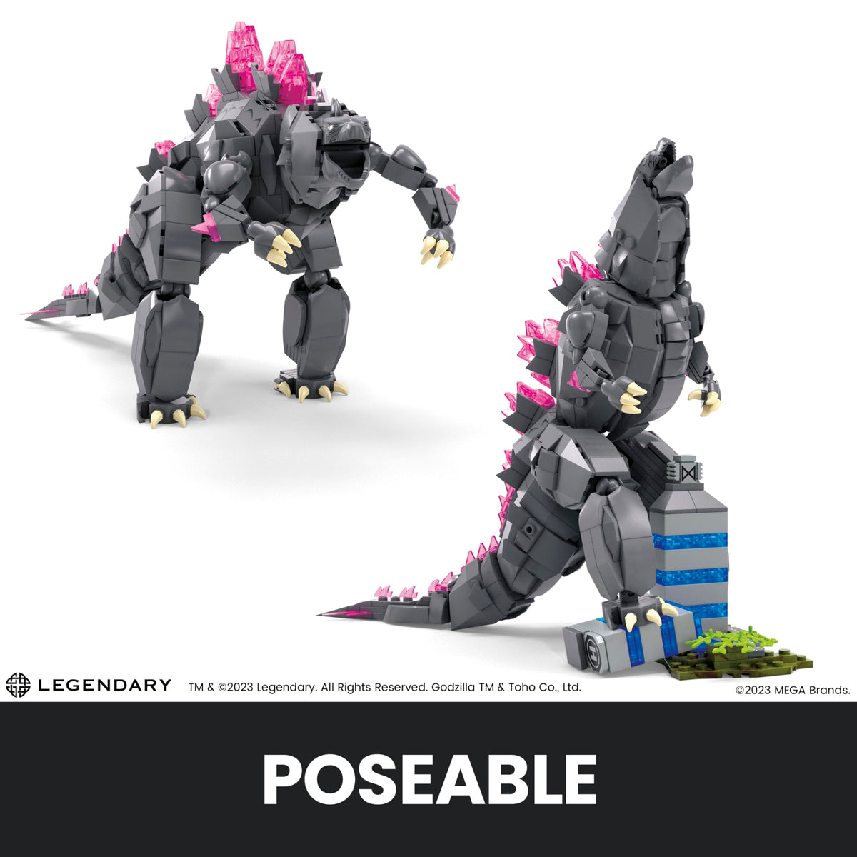 Mega Godzilla x Kong poseable arms, legs, head, and tail for dramatic poses.