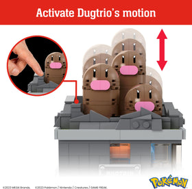 Five-inch Mega Brands Dugtrio figure ideal for desk display.