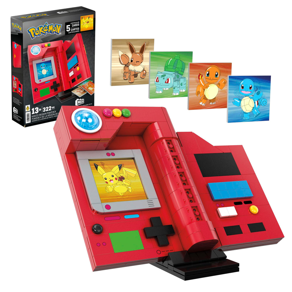 Mega Brands MEGA Pokémon Pokedex with glowing light for display.