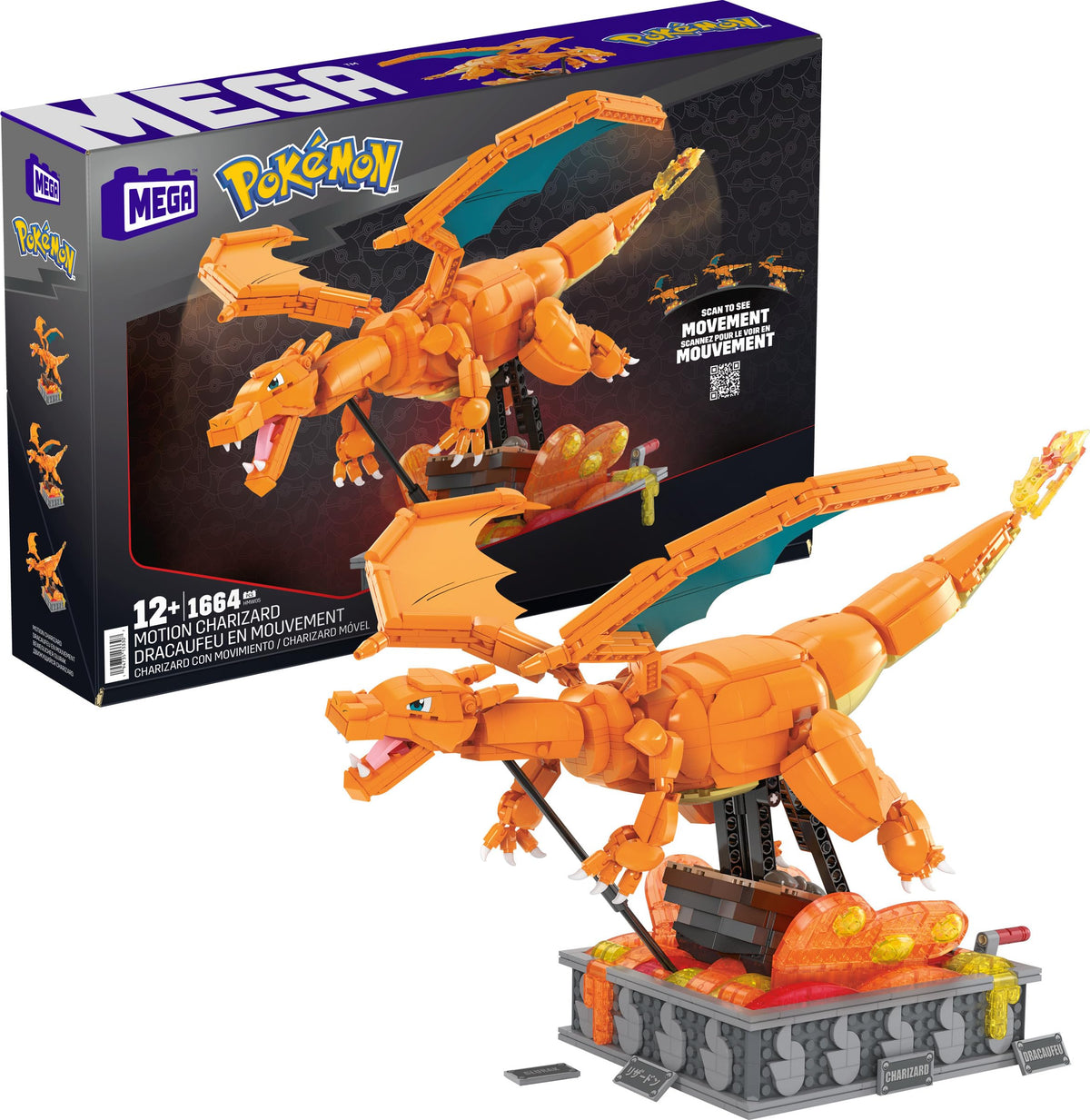 Mega Brands Motion Charizard crank movement for action-ready display