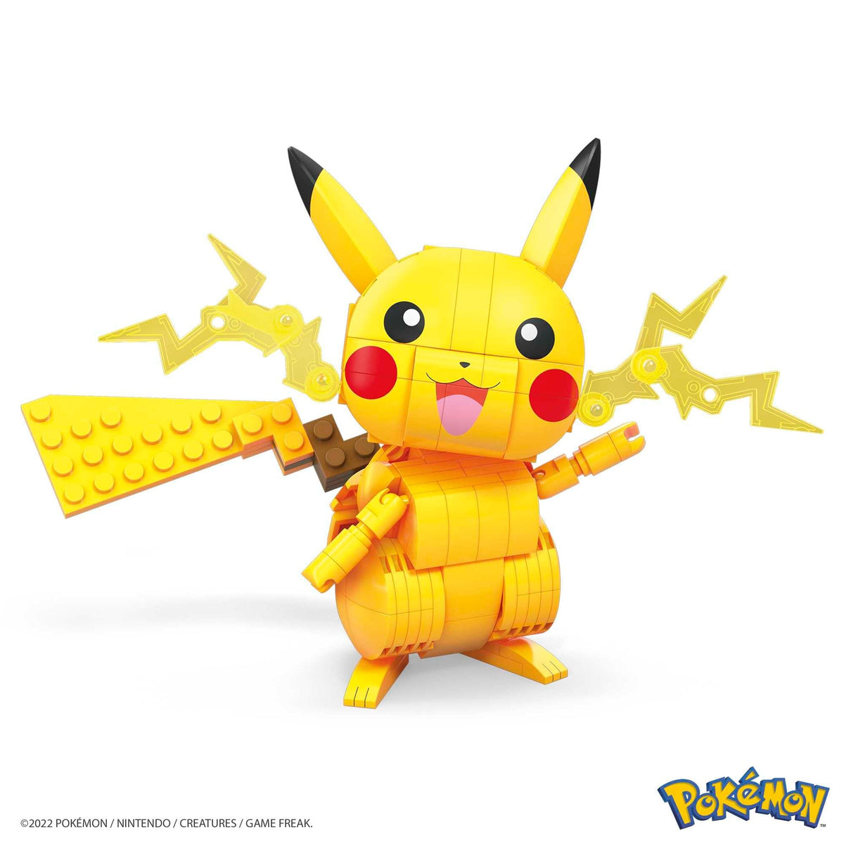 Mega Brands Pikachu poseable figure stands over four inches for dynamic battle poses.