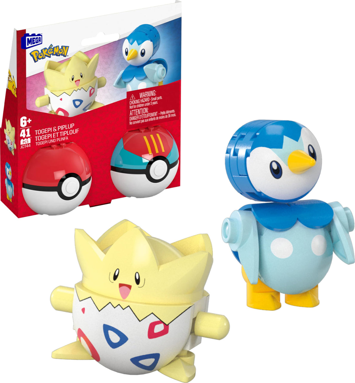Mega Brands Poké Ball 2-Pack with Togepi and Piplup for imaginative play