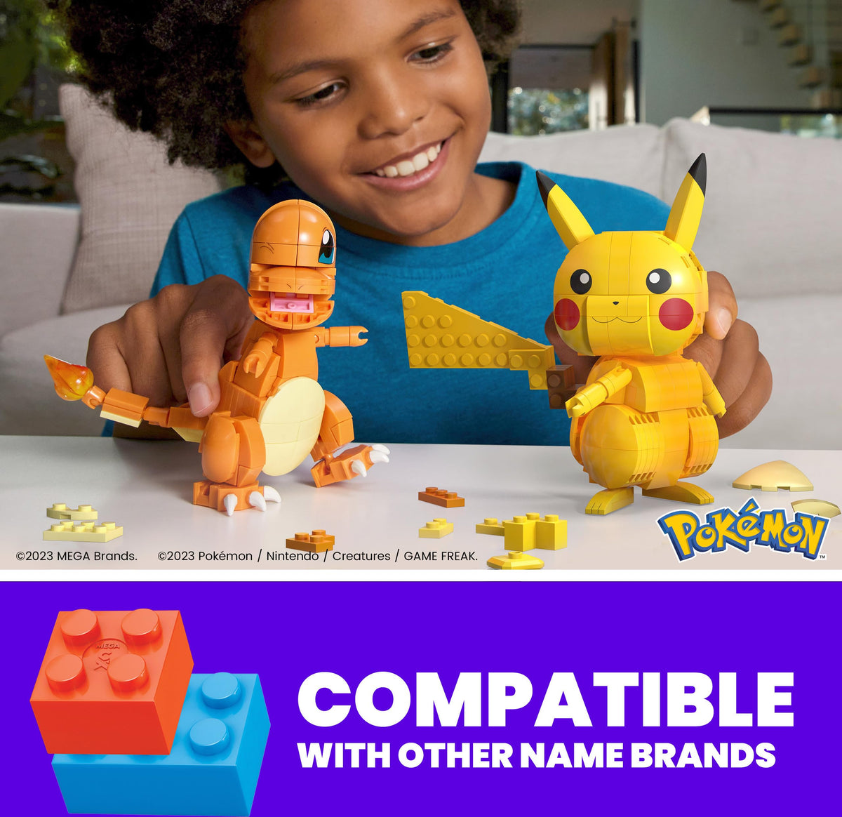 Mega Brands MEGA Pokémon Kanto Charmander figure with 4-inch articulation for poseable action.