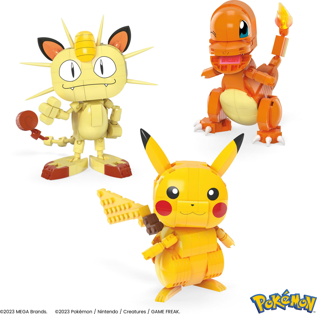 Mega Brands MEGA Pokémon Kanto Meowth figure, 4-inch tall, articulated for display.