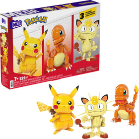 Mega Brands MEGA Pokémon Kanto Pikachu figure with 4-inch articulation for dynamic posing.