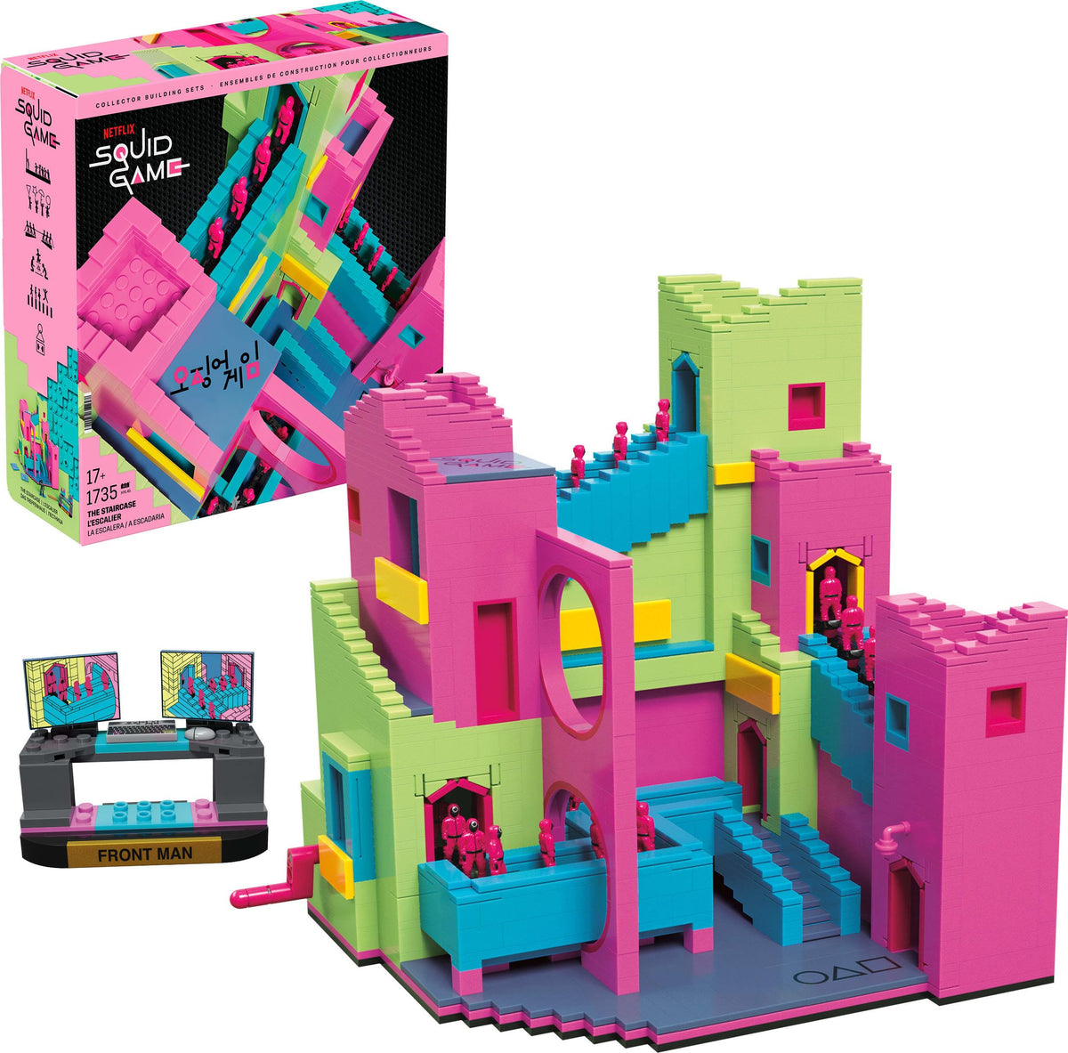 Mega Brands Squid Game staircase 1707 pieces for dramatic display and collector enjoyment.