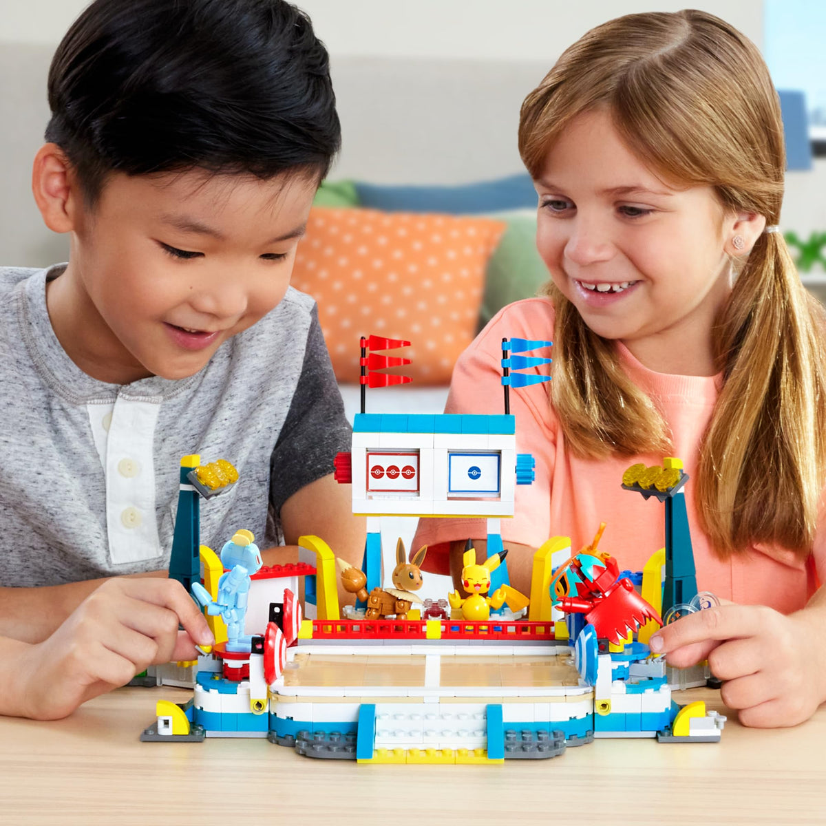 Five poseable Pokémon figures set for action and storytelling in the stadium.