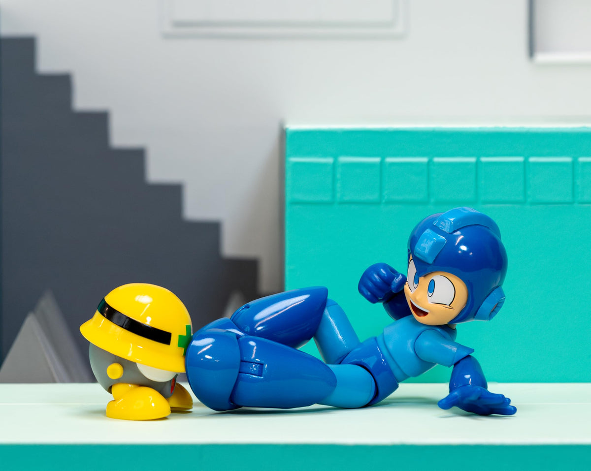 Articulated Mega Man figure enables versatile poses for dioramas.
