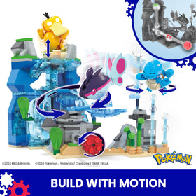 MEGA Pokémon Aquatic Adventure Psyduck on shore inspires imaginative play.