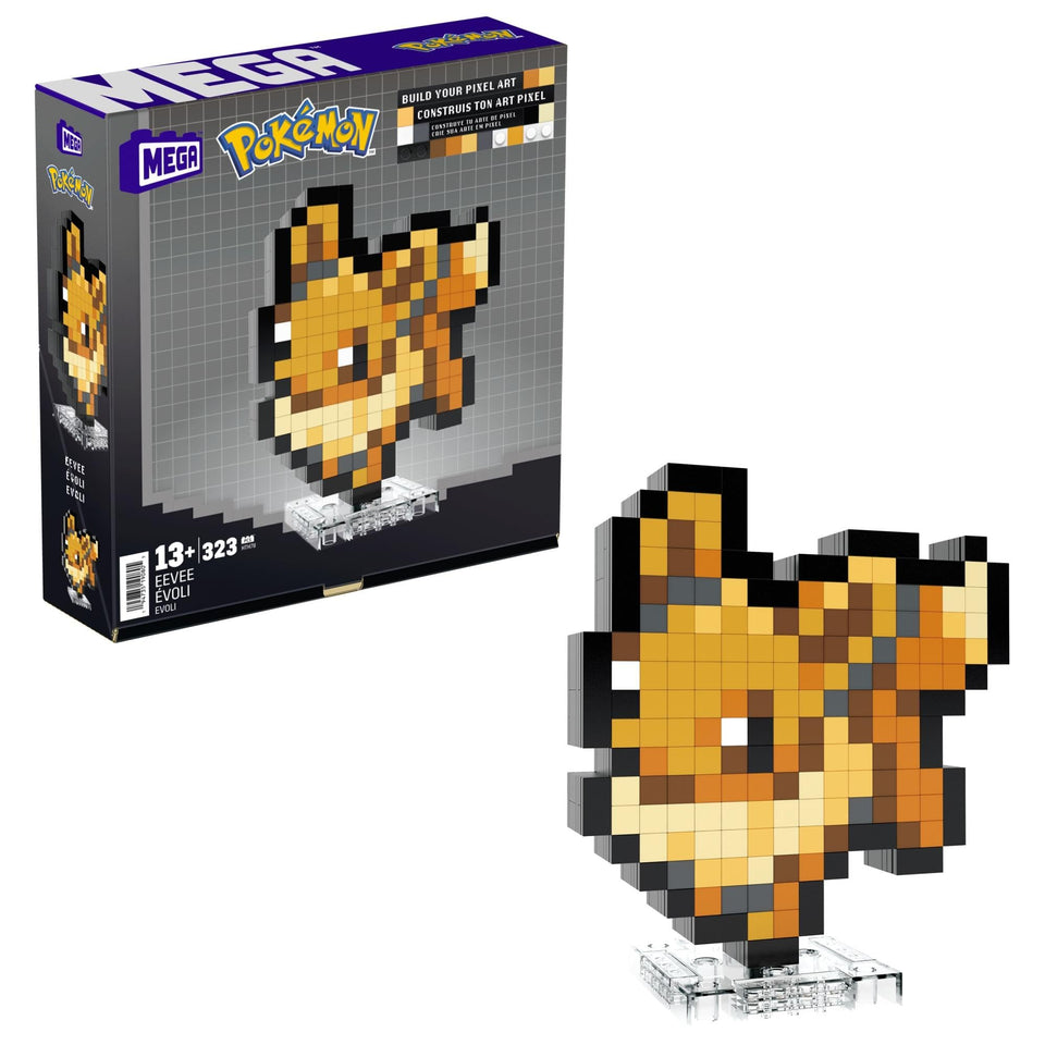 Mega Pokemon Eevee pixel-art figure for desktop display or wall mounting.