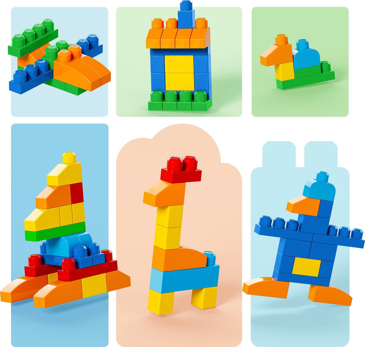 Mega Bloks blocks with special shapes spark imaginative building sessions.