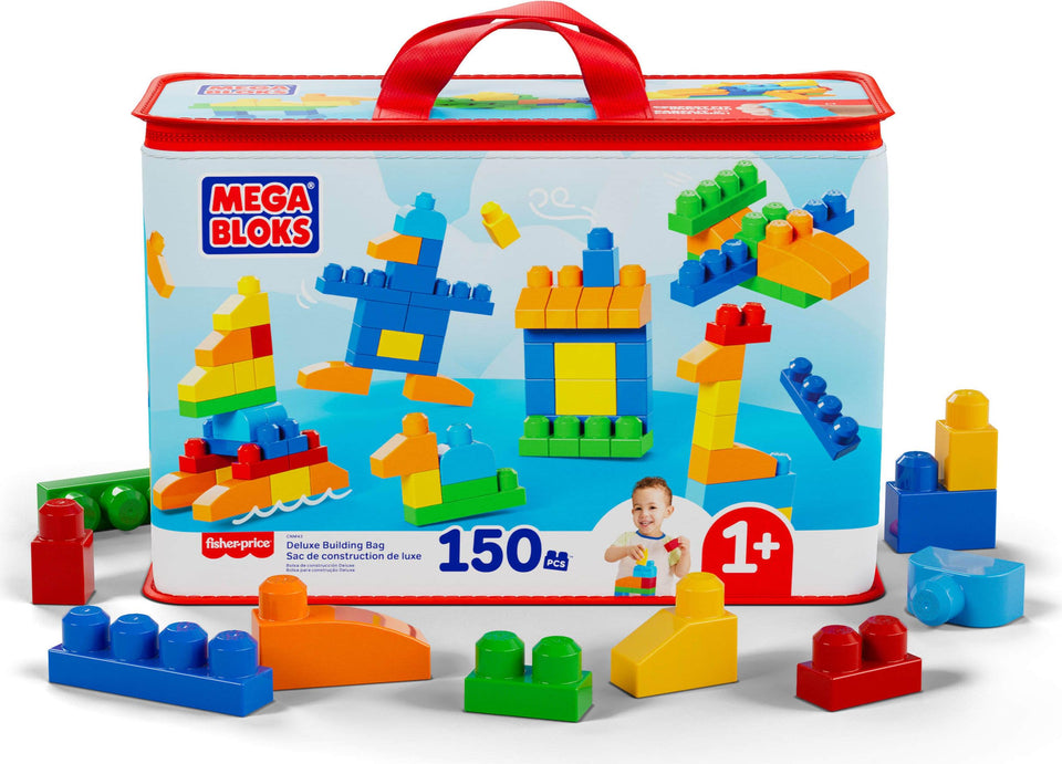 Mega Bloks First Builders Deluxe Bag with 150 pieces for endless creative play.