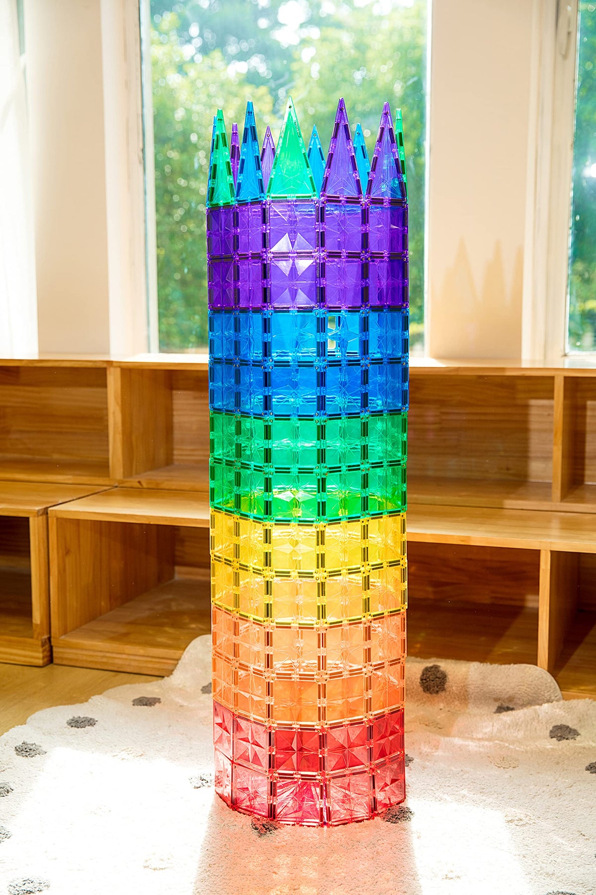 MEGAGONTILES beveled-magnets provide sturdy connections for lasting, taller creations.