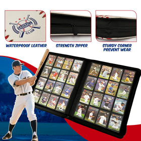 Megapuxin Baseball Card Binder padded PU leather provides durable water-resistant protection