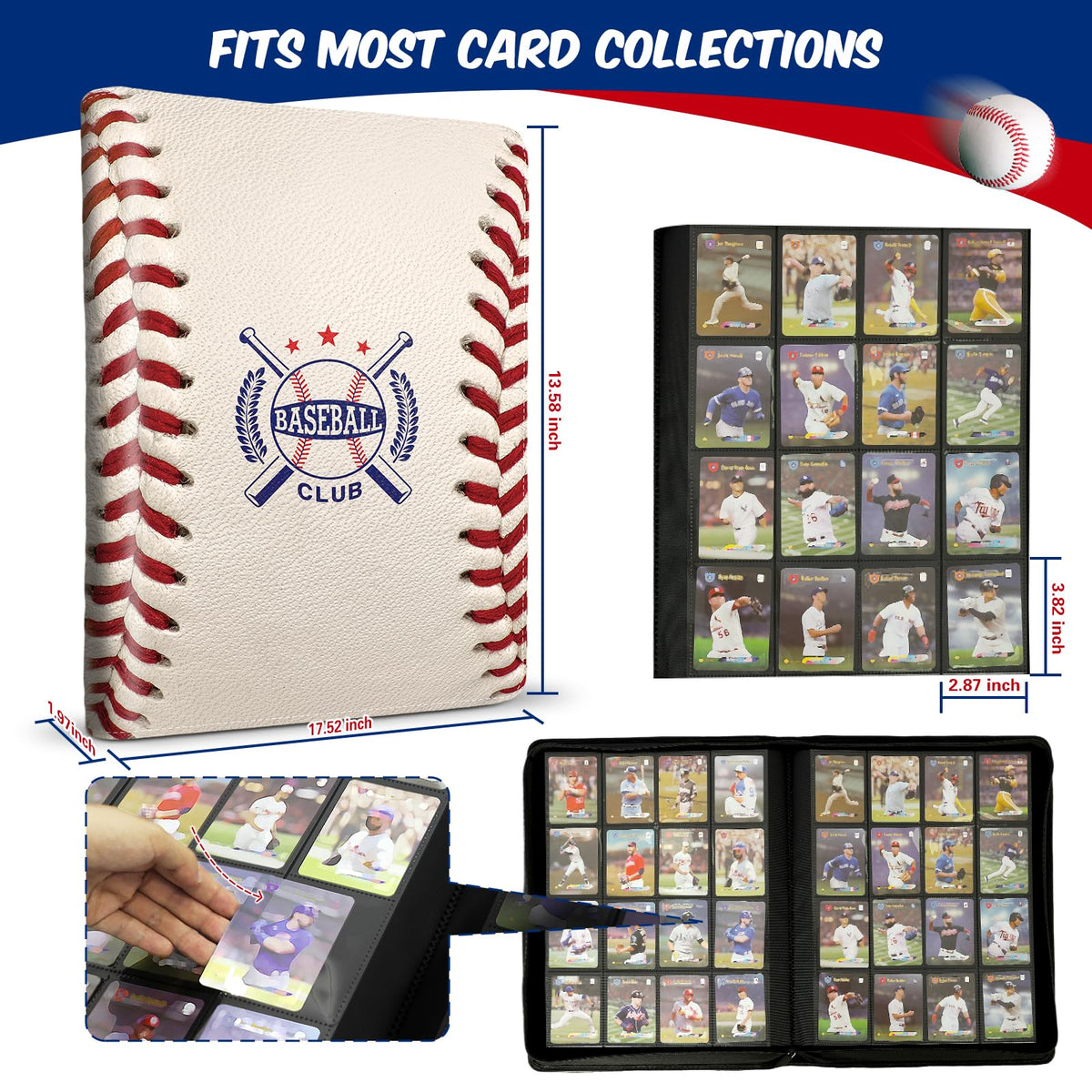 Megapuxin Baseball Card Binder zipper closure keeps cards safe during transport