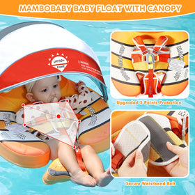 Megapuxin Mambobaby canopy extended, shaded protection during outdoor swims.