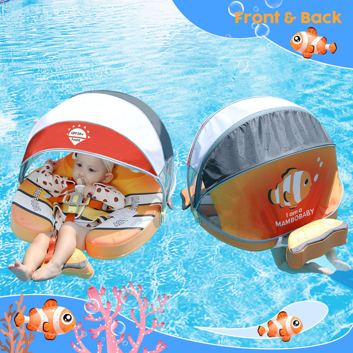 Megapuxin Mambobaby UPF50+ canopy protects sun exposure.