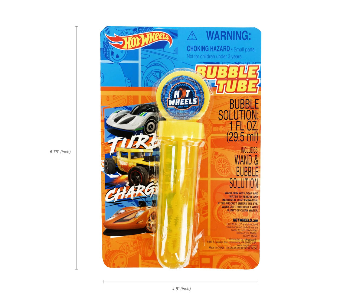 Megatoys Hot Wheels bubble wand adds colorful outdoor bubbles.