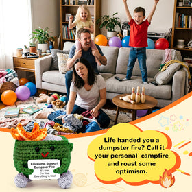 Megele compact 3.5-inch dumpster fire as desk decor