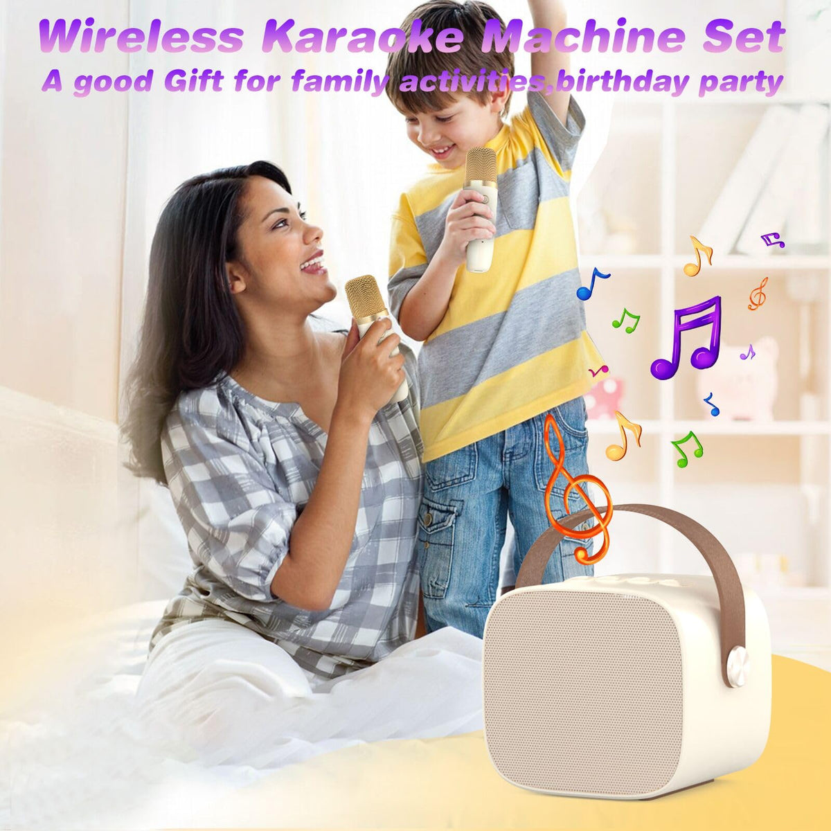 MEGUO two-part karaoke set with Bluetooth speaker and mic