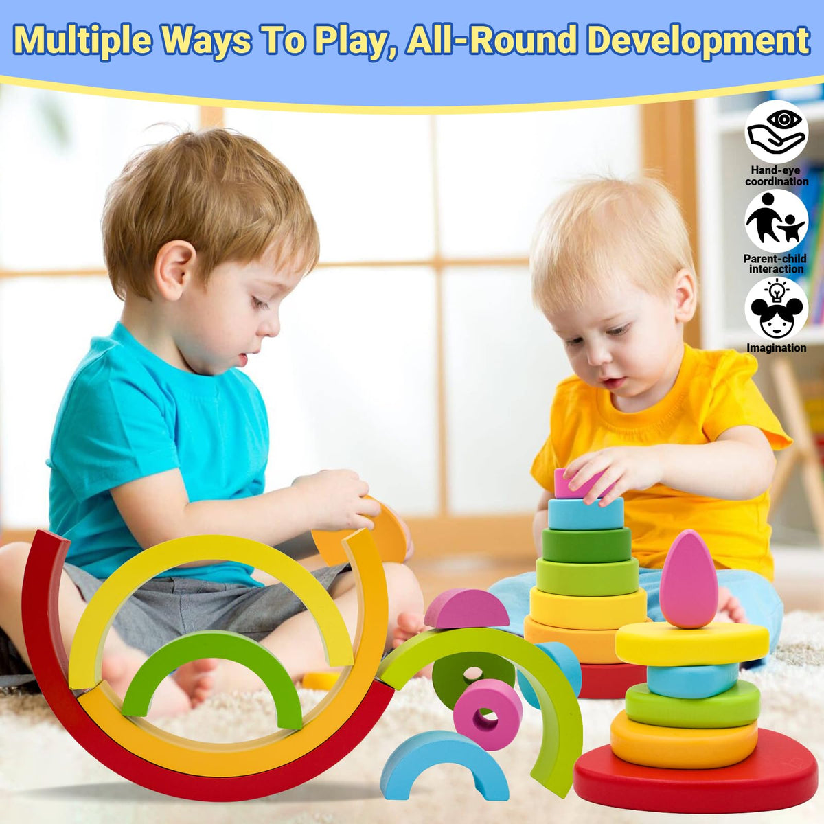 MEGRANATE colorful blocks for sensory play and early color/shapes exploration.