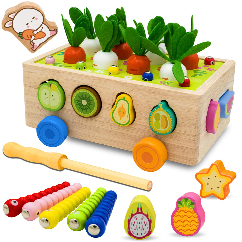 MEGRANATE wooden car shape sorter boosts fine motor skills during sorting play