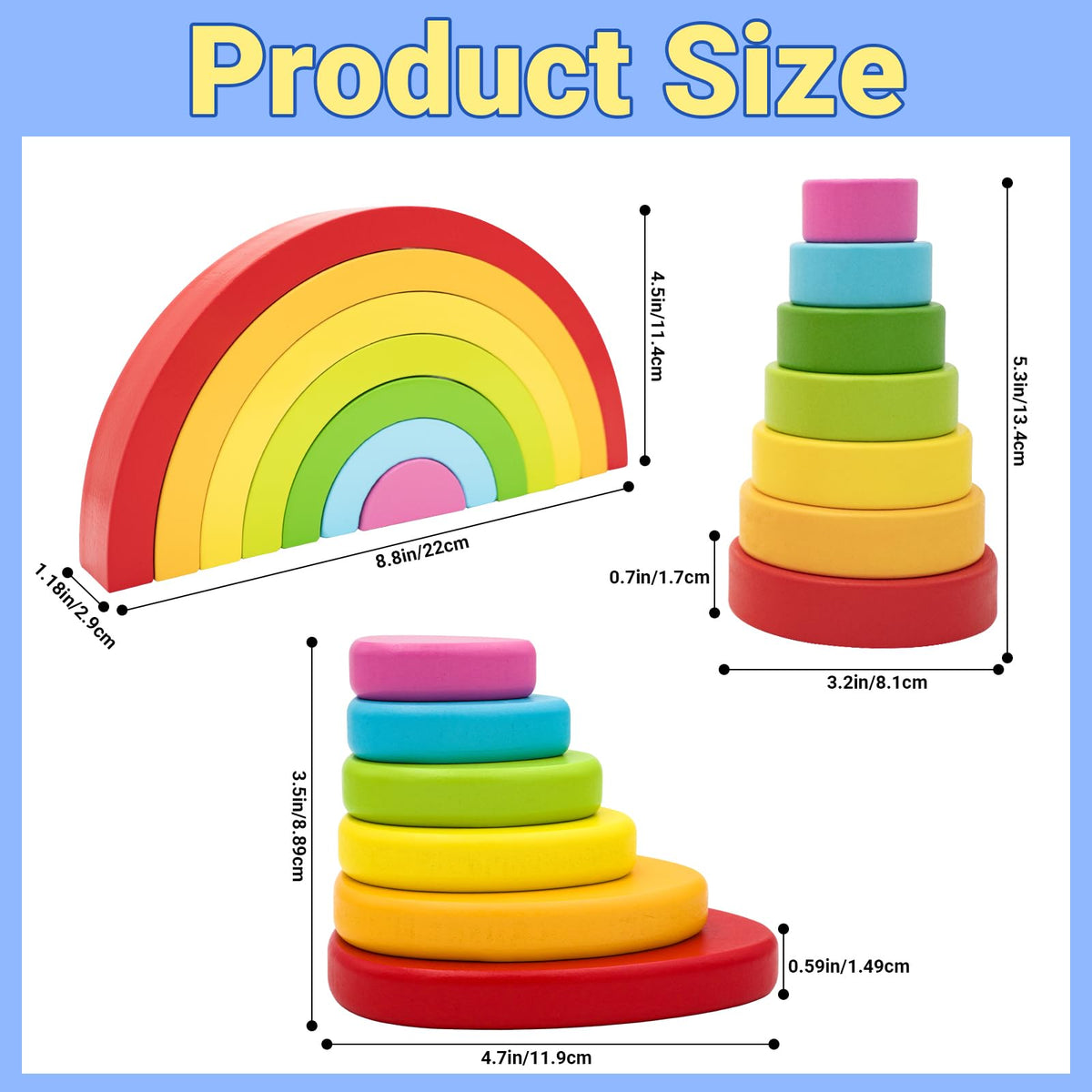 MEGRANATE rainbow stacking blocks showcasing vibrant hues for imaginative building.