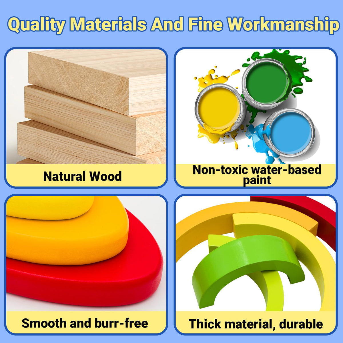 MEGRANATE wooden building blocks designed for open-ended learning and shape awareness.