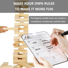 Megwoz dice and scoreboard—adds friendly competition to game nights.