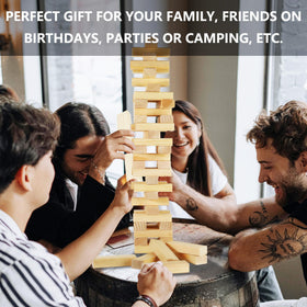 Megwoz family game night—classic wooden stacking for all ages.