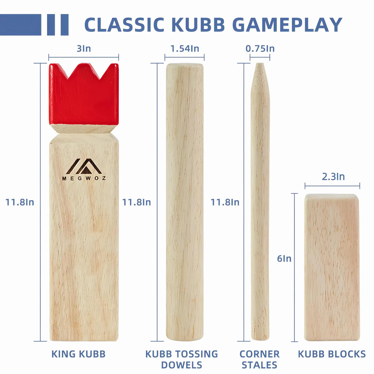 Megwoz Kubb tossing dowels in action for precise throws on grass or sand.
