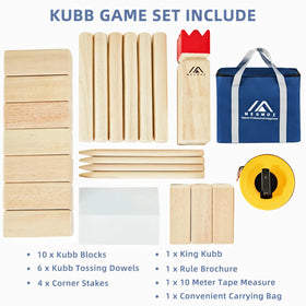 Megwoz Kubb party setup on patio, perfect for gatherings and celebrations.