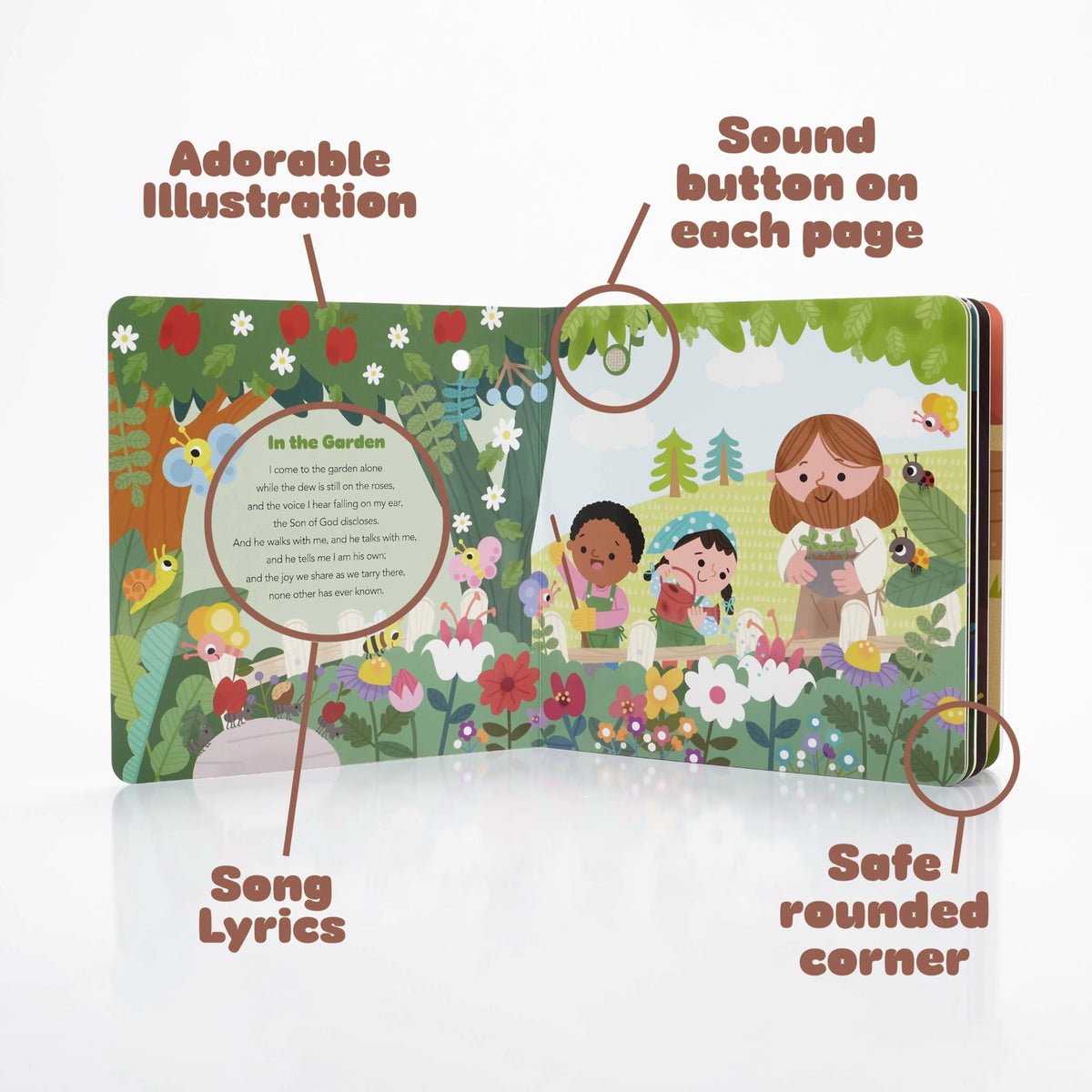 MEHMEH Sleep with Jesus 8x8 inch board book with sturdy construction and illustrations.