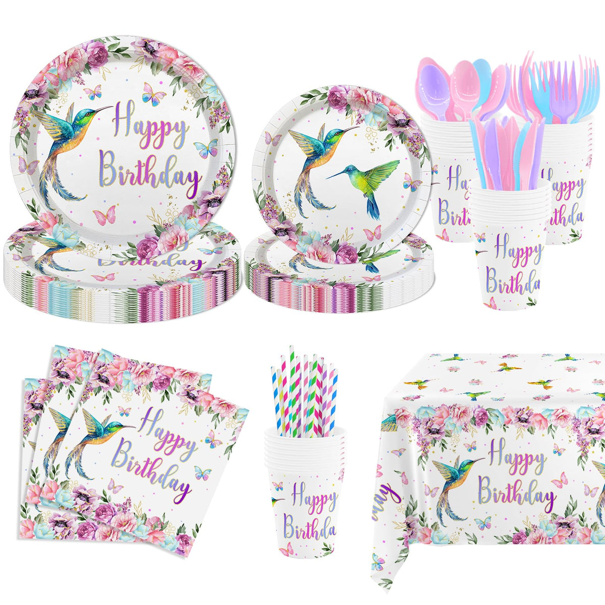 MEHOFOND hummingbird dinner plates 9-inch for vibrant main course servings at celebrations