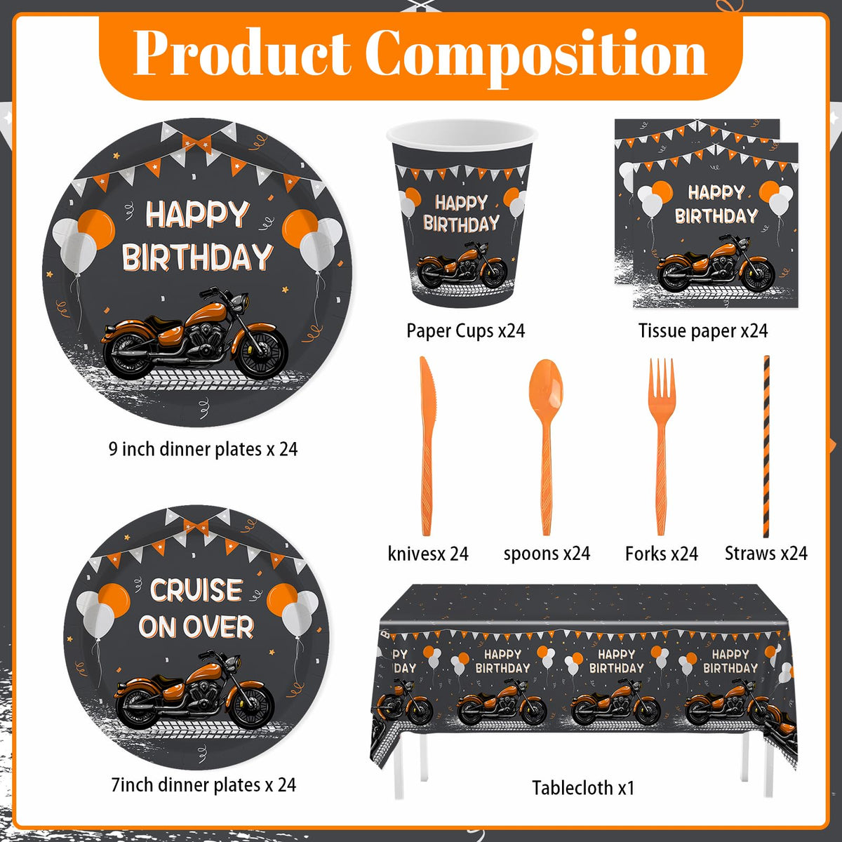 MEHOFOND motorcycle birthday cups ensure easy sipping during lively party activities