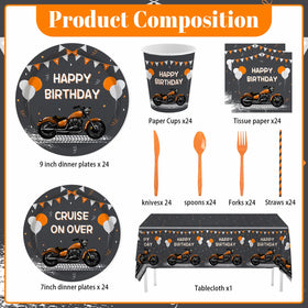 MEHOFOND motorcycle birthday cups ensure easy sipping during lively party activities