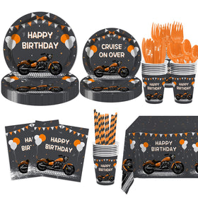 MEHOFOND motorcycle birthday cutlery keeps serving neat and cleanup quick