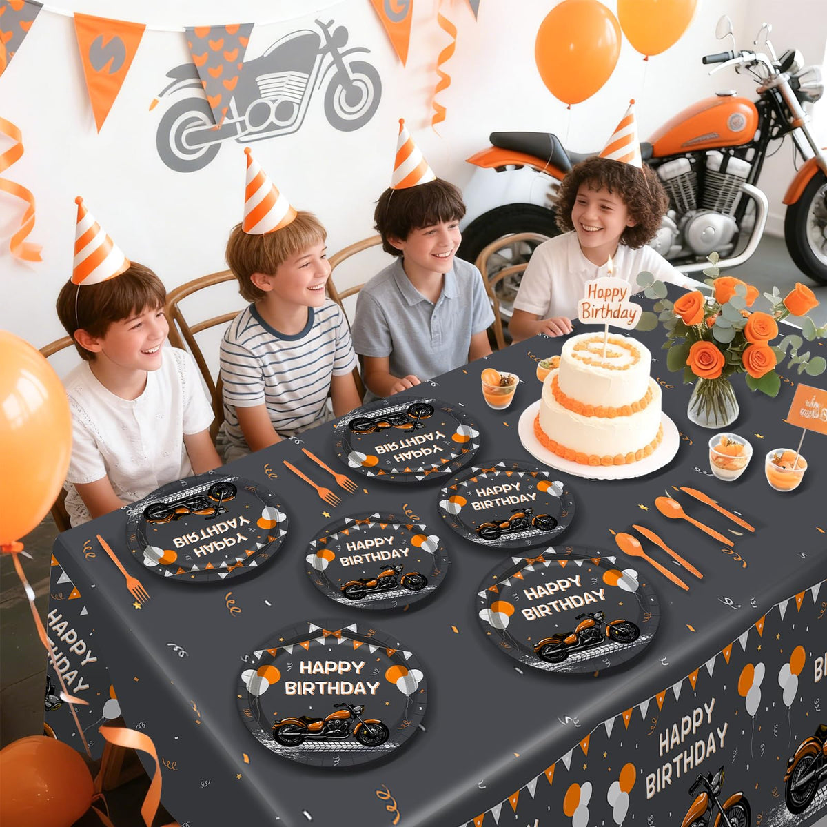 MEHOFOND motorcycle birthday napkins absorb spills while adding festive flair