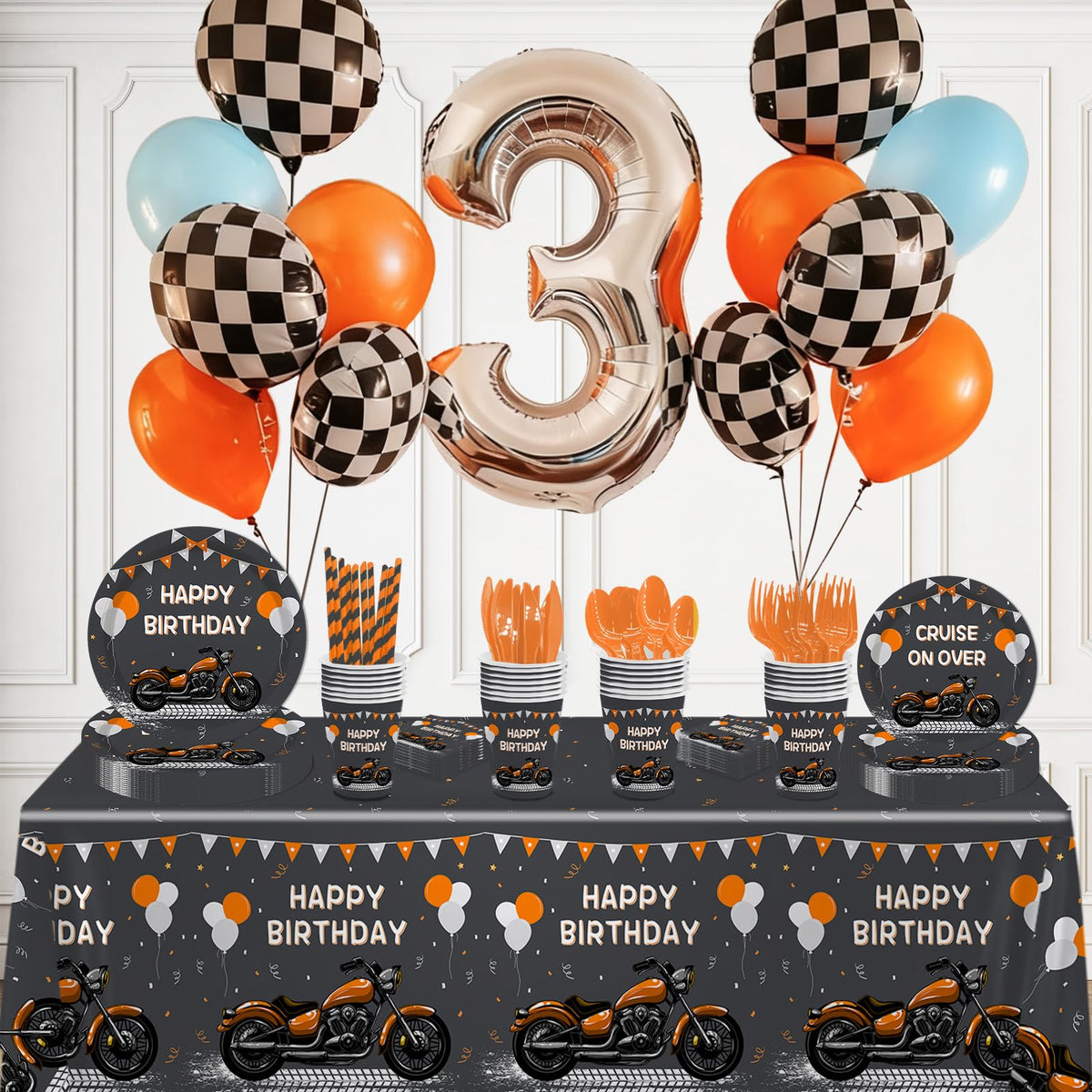 MEHOFOND motorcycle birthday plates 9in provide sturdy dinner options for celebrations
