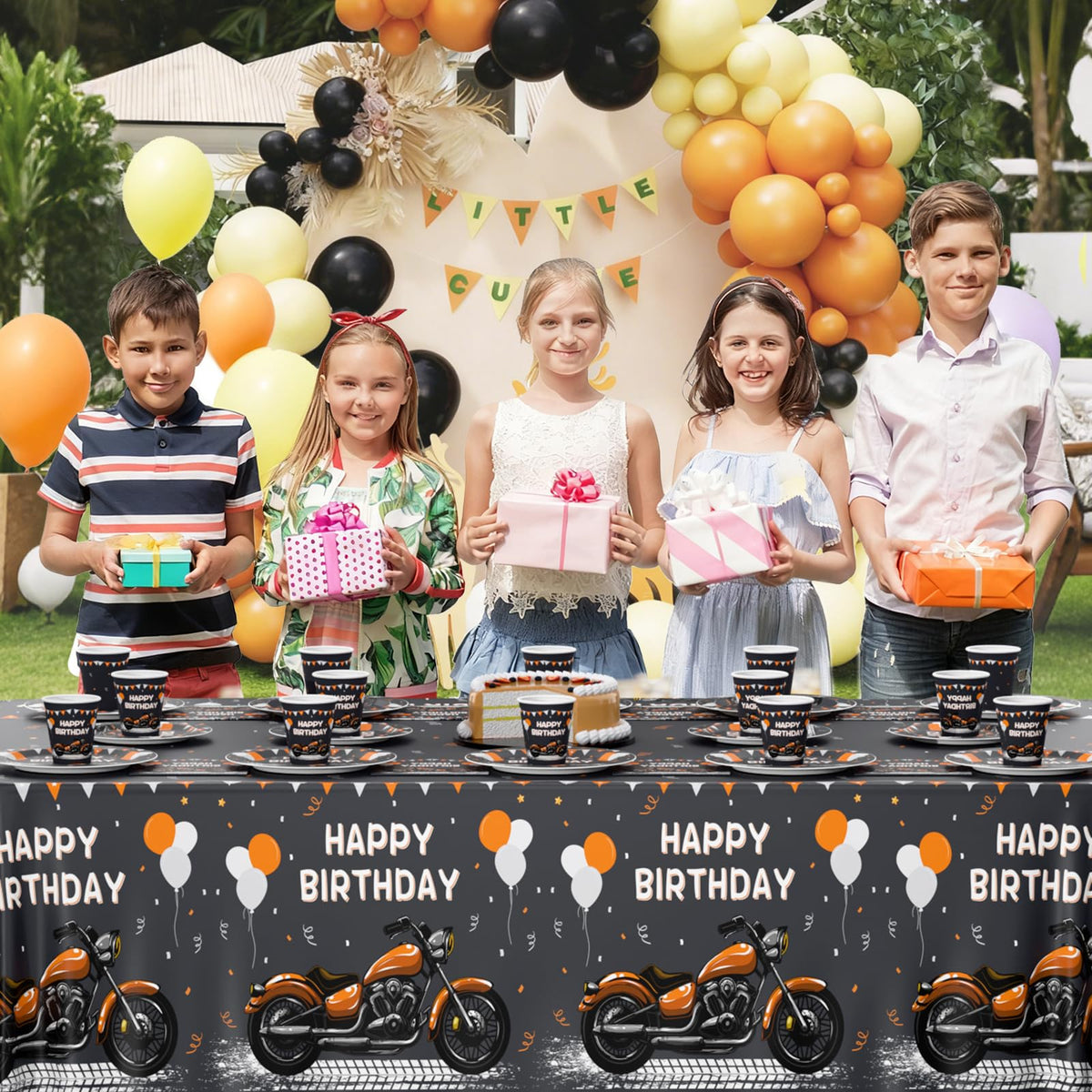 MEHOFOND motorcycle birthday straws simplify drinks for kids at the party